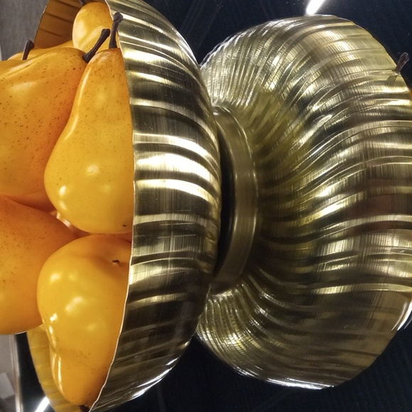 Decorative Gold Pears in Brass Bowl - Picture 3 of 4
